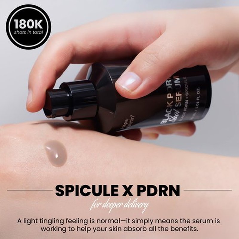 HAPA KRISTIN Black PDRN Shot Serum, Spicule Microneedling for Dark Spots, Uneven Tone, Elasticity, Firming, Glow, Strengthen the Skin Barrier, 1.01 FL OZ