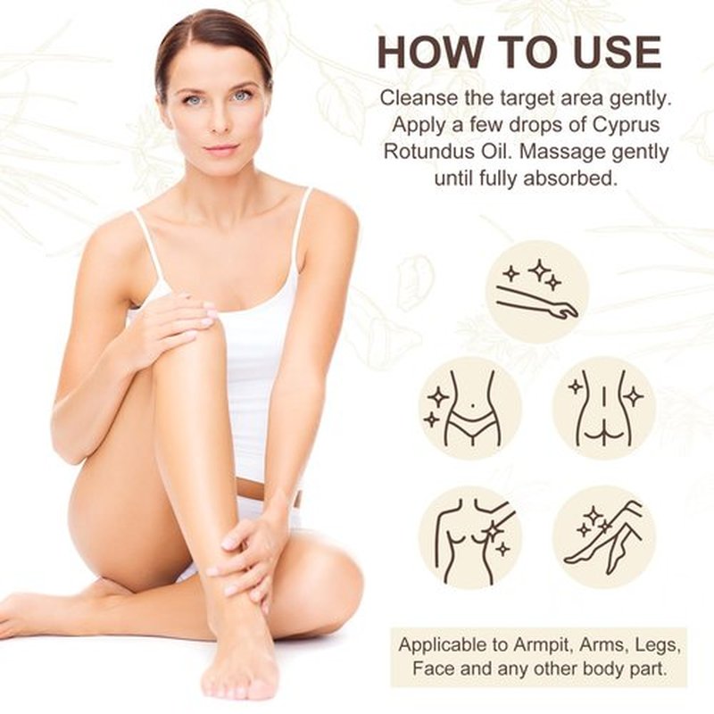 Cyperus Rotundus Oil, Natural for Reducing Body Hair Growth, Cyperus Rotundus Oil for Hair Removal, Reduces Unwanted Hair Growth, Reducing Body Hair Growth, Shrink Pores - 2.02 Fl Oz