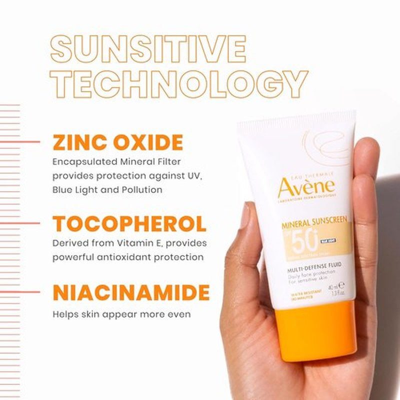 Avène Mineral Sunscreen - Tinted SPF 50+ Fluid for Sensitive Skin | Reef Friendly, 1.3 Fl Oz