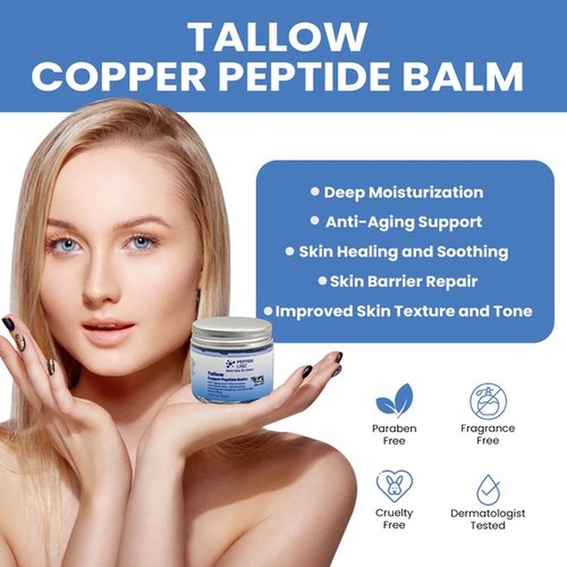 Copper Peptide Balm with Grass-Fed Tallow & Honey Extract – Copper Tripeptide-1, Licorice Root – Nourishing Skin Moisture Balm