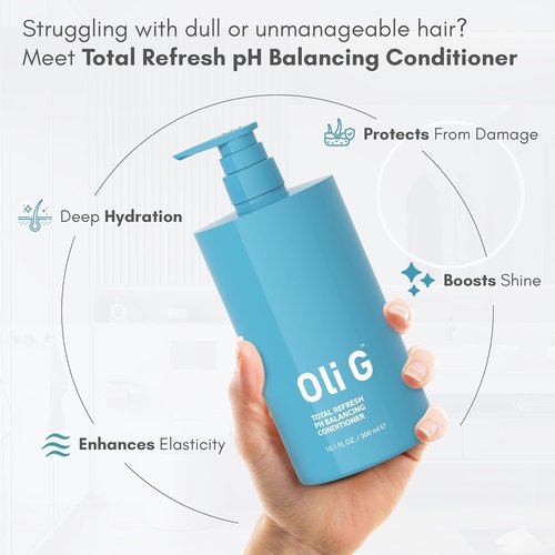 Oli G Total Refresh pH Balancing Hair Conditioner - Lightweight Daily Formula with Marula Oil & Shea Butter - 10 fl oz