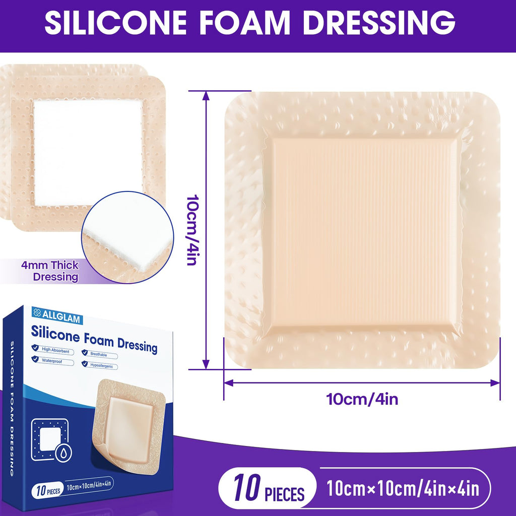 LXIANGN Silicone Foam Dressing 4"x4",Bed Sore Bandages Dressing