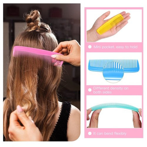 12 Pack Wet Small Hair Brush Combs Set, 6 Detangler Mini Brush Detangling Travel Hair Brush 6 Plastic Fine Wide Combs for Women Men Kids Toddler Girls Baby(Bright Color)