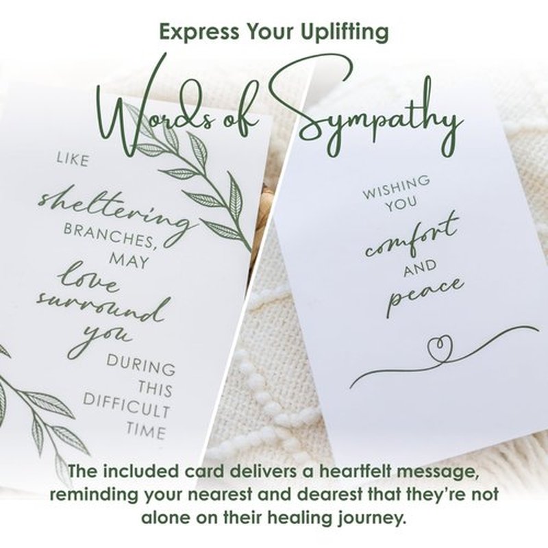 Sympathy Gift Baskets for Women – 8 Thoughtful & Cozy Items (Blanket and Candle Gift Set with Mug, Socks & More) – Sympathy Gifts for Loss of Loved One, Get Well, or Self Care Gifts for Women