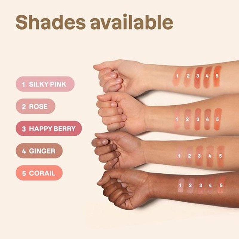 ATTITUDE Oceanly Blush Stick - Plastic-Free, Lightweight, EWG Verified, Vegan & Cruelty-Free, Happy Berry, 0.3 Ounces