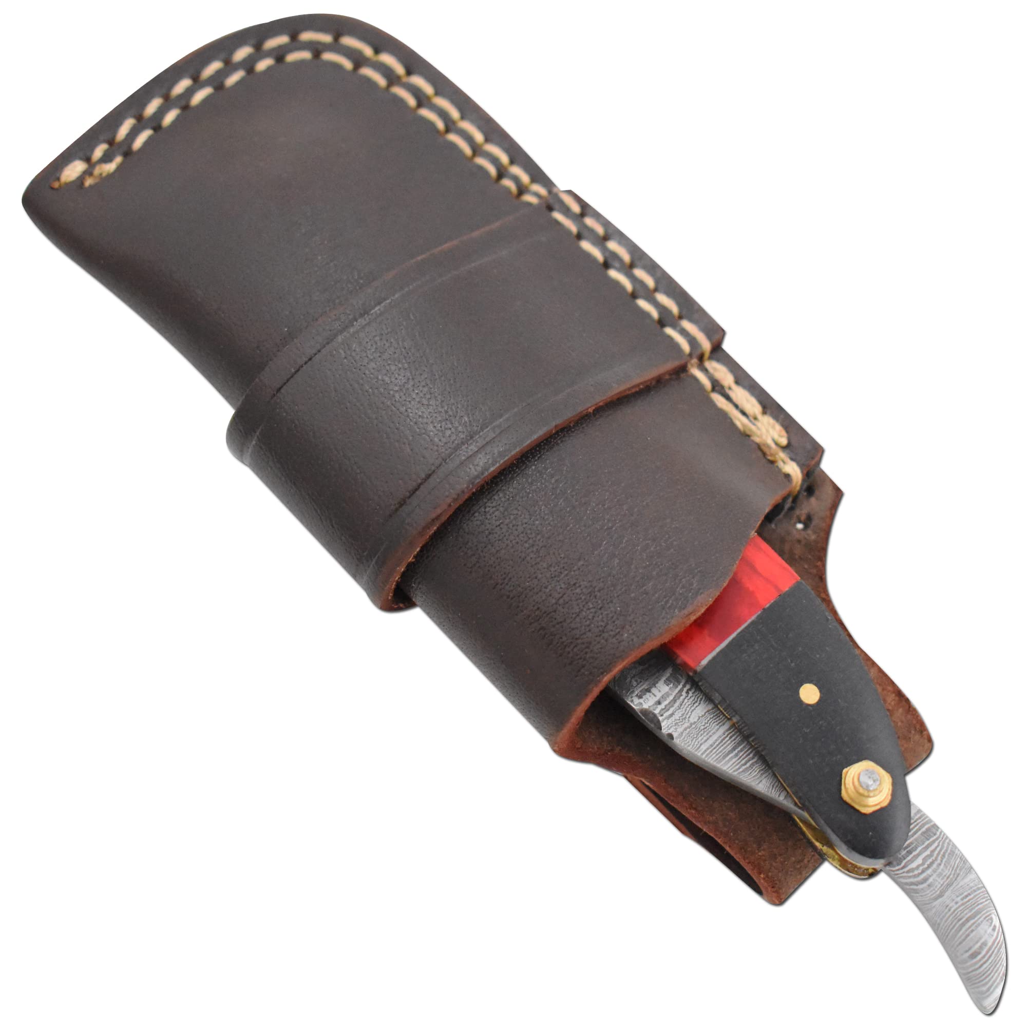 Old Ram Straight Razor | High Hardness Real Damascus Steel Cutthroat Straight Edge-Blade Barber Razor (329)