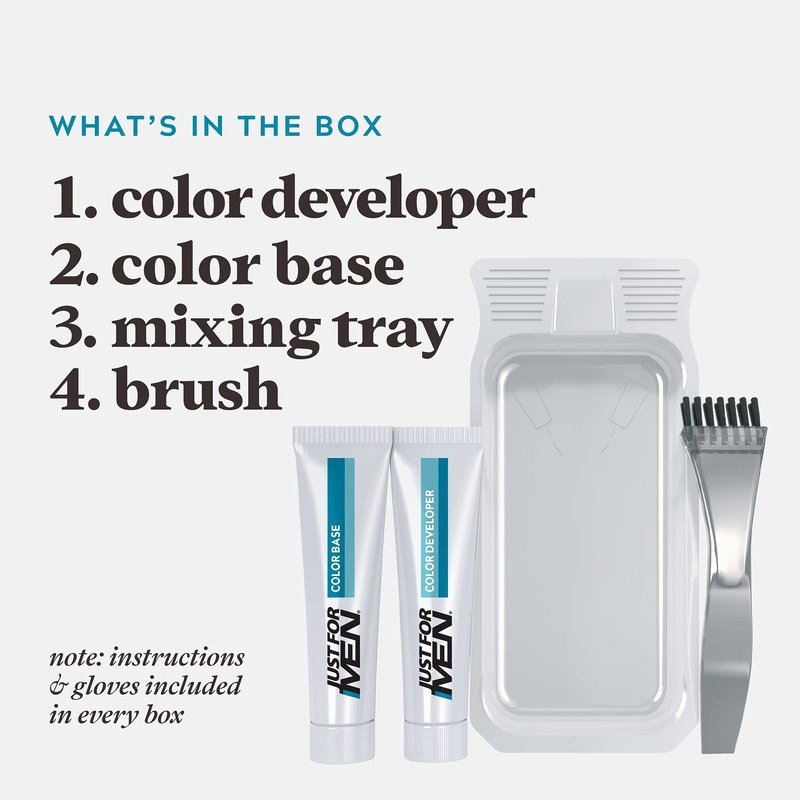 Just For Men Mustache & Beard, multiple uses Beard Coloring for Gray Hair, Brush Included, With Keratin Biotin Aloe and Coconut Oil for Healthy Facial Hair - Darkest Brown, M-50 (Packaging May Vary)