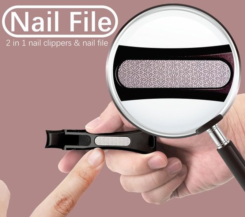 MOOSEC Luxury Stainless Steel Nail Clippers with Catcher - Perfect for Thick Nails (Black)