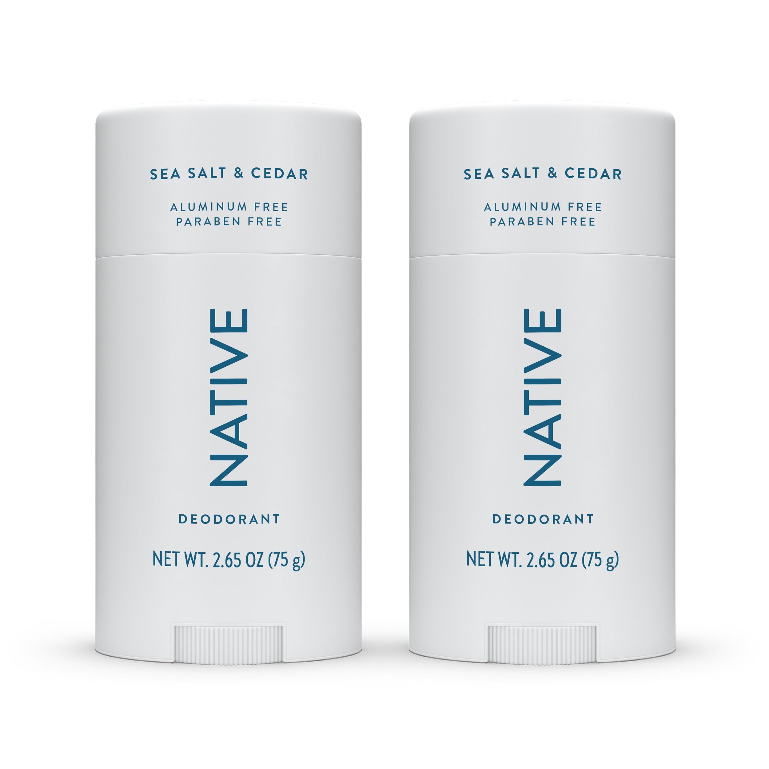 Native Deodorant Contains Naturally Derived Ingredients, 72 Hour Odor Control, Deodorant for Women and Men, Aluminum Free, Sea Salt & Cedar 2.3 oz (Pack of 2)