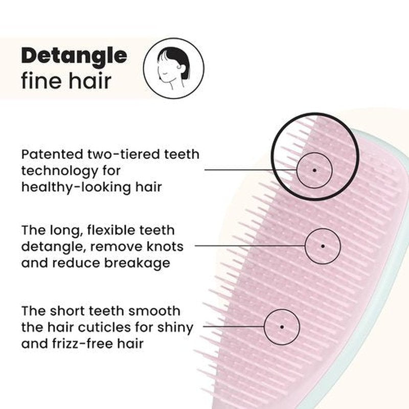 Tangle Teezer Fine Detangler Brush - Reduce Breakage for Fine Hair Types | Marshmallow Pink & Mint
