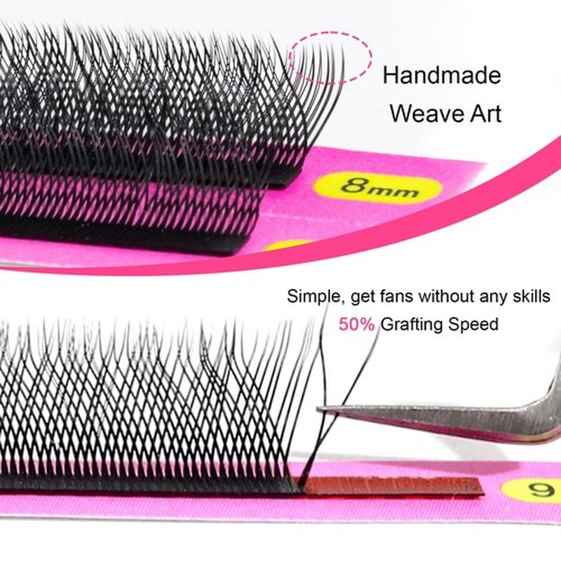 TDANCE YY Lash Extensions Premade Volume Eyelash Fans YY Lashes Matte Black W Lashes Extensions(W-6D-0.07-M,8-15 mm)