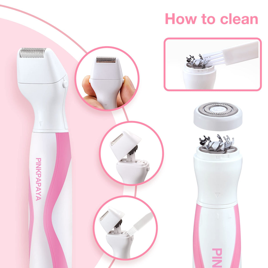 pinkpapaya 4in1 Nose Hair Trimmer for Women,Facial Hair Remover,Electric Face Shaver Razor for Nose Ear,Bikini Trimmer,Facial Hair Removal,ROSE/OI8J