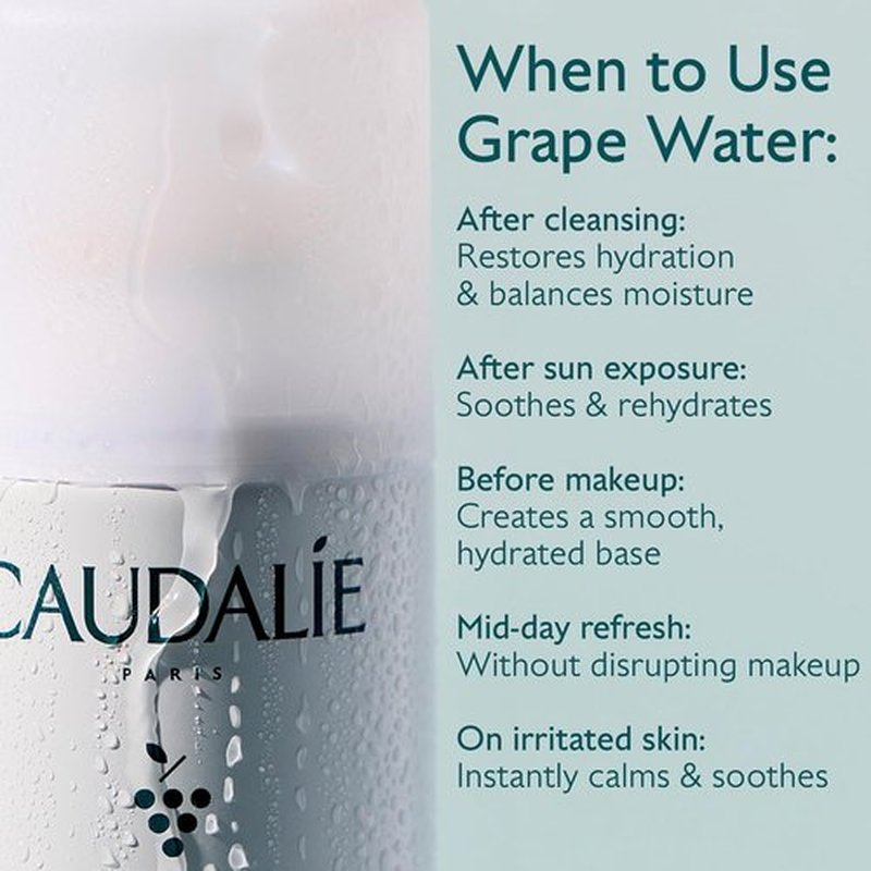 Caudalie Grape Water Face Mist - Soothing Organic Spray for Instant Hydration | Safe for Sensitive Skin
