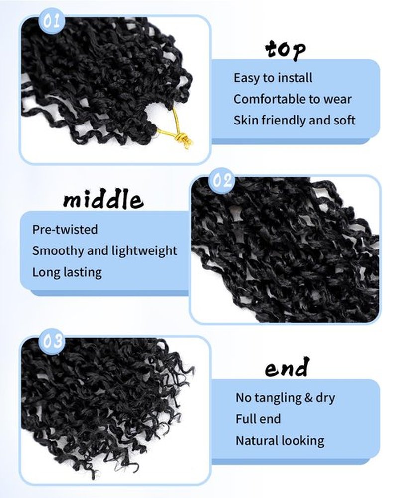 Eerya 10 Inch Yanky Twist Crochet Hair for Women 8 Packs Fluffy Prelooped Senegalese Spring Mini Yankee Yaki Twists Crochet Braids Synthetic Braiding Hair Extensions (10 inch, 1B)