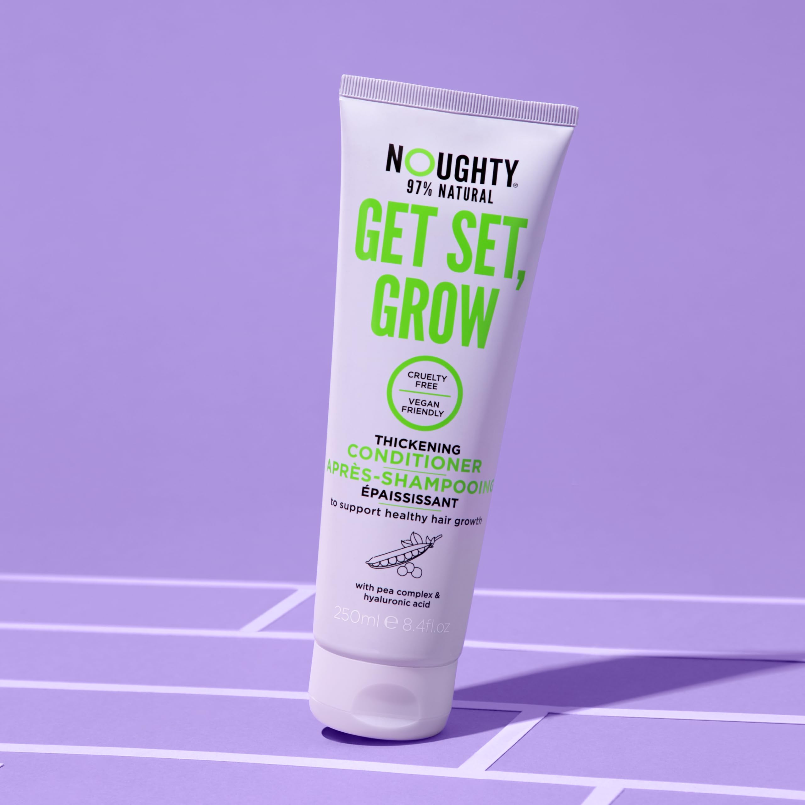 Noughty 97% Natural Get Set Grow Hair Thickening Conditioner, Green Robusta Coffee Beans and Piroctone Olamine to Optimise Scalp Health, Stimulate Roots and Promote Hair Growth 250ml (Pack of 2)