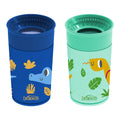 Dr. Brown's Milestones Cheers 360 Spoutless Transition Cup, Travel Friendly and Leak-Free Sippy, Blue/Green Animals, 10 oz/300 mL, BPA-Free, 9m+, 2-Pack
