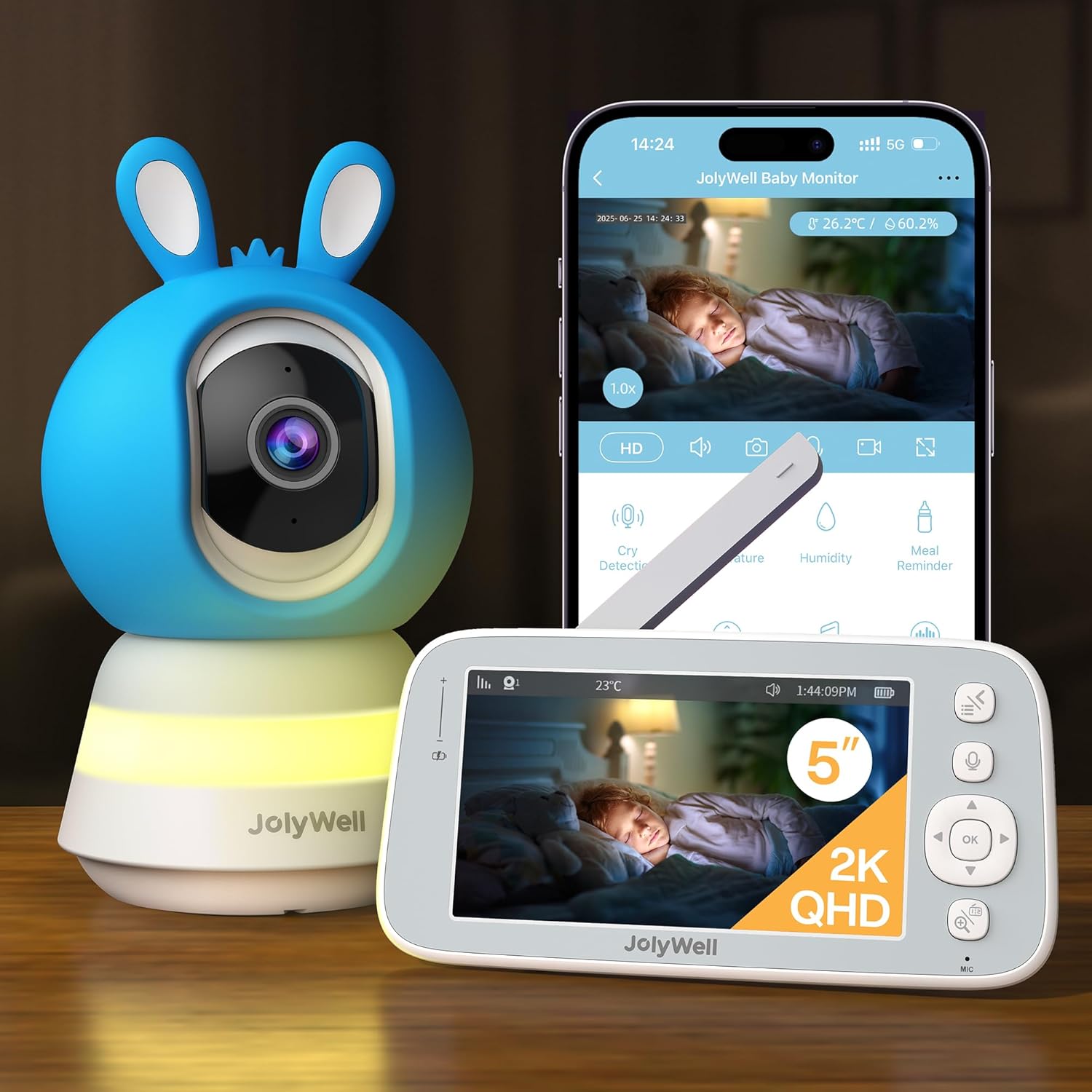 2K Baby Monitor by [Brand Name] - WiFi Camera with 5" Display, App Control & Night Vision