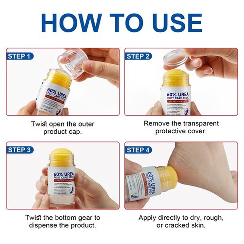 60% Urea Cream Stick with 2% Salicylic Acid - Maximum Strength Urea Foot Care Stick, Foot Cream, Foot Balm for Dry Cracked Heels, Callus Treatment, Moisturizer for Hands, Elbows & Knees - 1.4OZ