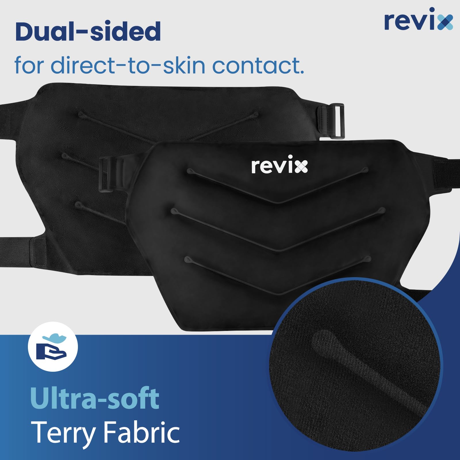 REVIX Extra Large Hip Ice Pack Wrap After Surgery, Reusable Gel Cold Pack for Hip Replacement Recovery, Sciatic Nerve, Cold Therapy Hip Flexor Compression Wrap, Black