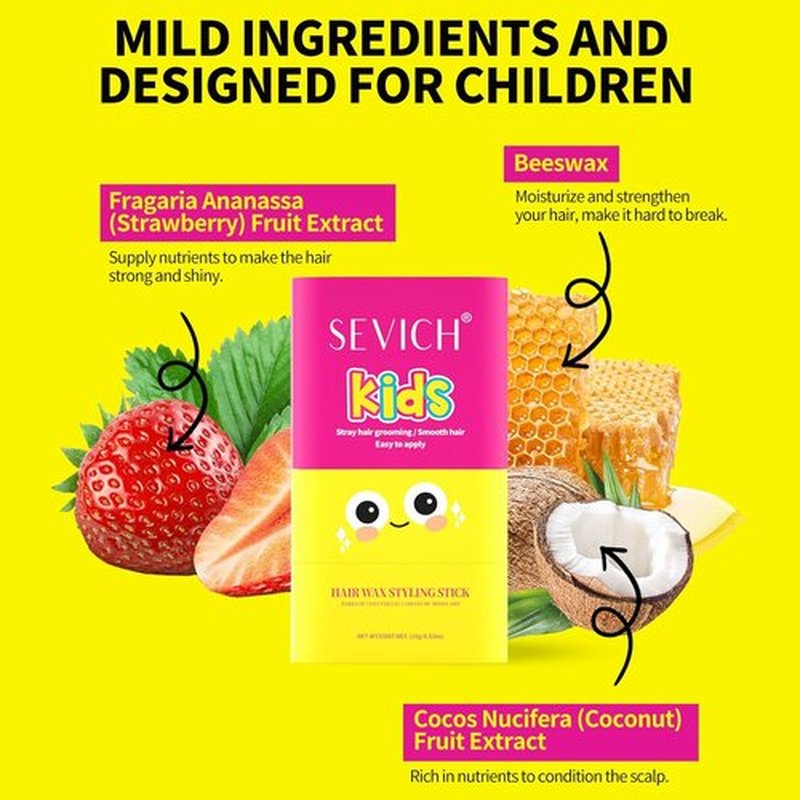 SEVICH Kids Hair Wax Styling Stick - Ergonomic Comb for Smooth Finish | 15g Natural Plant Extracts