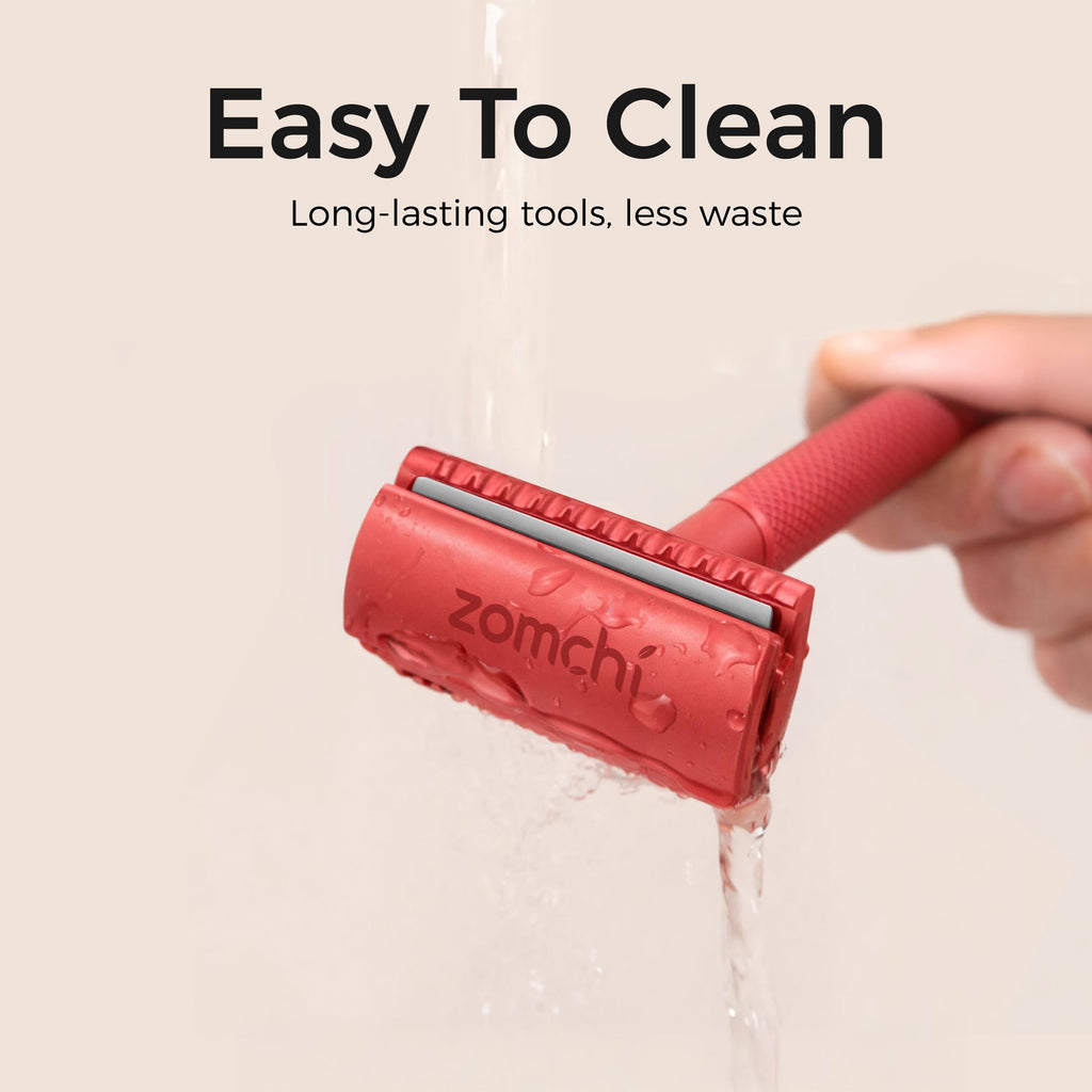 ZOMCHI Double Edge Safety Razor Kit for Men & Women, Stand,Light Coral