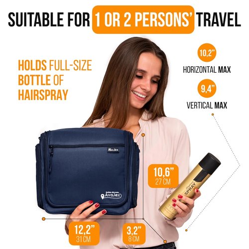 Skiennix Travel Toiletry Bag - Large Waterproof Organizer with 19 Compartments & XXL Swivel Hook | 10.6”x10.6”x3.2”