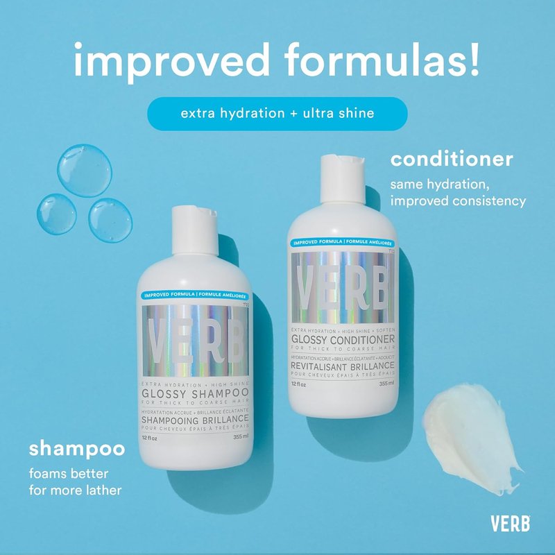 VERB Glossy Shampoo - Cleanses & Adds High Shine for Thick, Coarse Hair - Vegan, Paraben-Free, Sulfate-Free