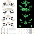 Erythem Face Gems for Women 6 Sheets Face Jewels Stick On Self Adhesive Rhinestones Stickers for Makeup Music Festival Rave Party (4Luminous)