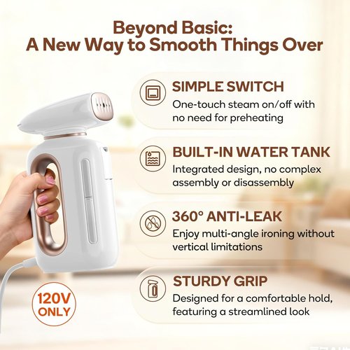 Newbealer Handheld Fabric Steamer - 850W Portable Wrinkle Remover | Fast Heat-Up in 30s, 230ml Tank