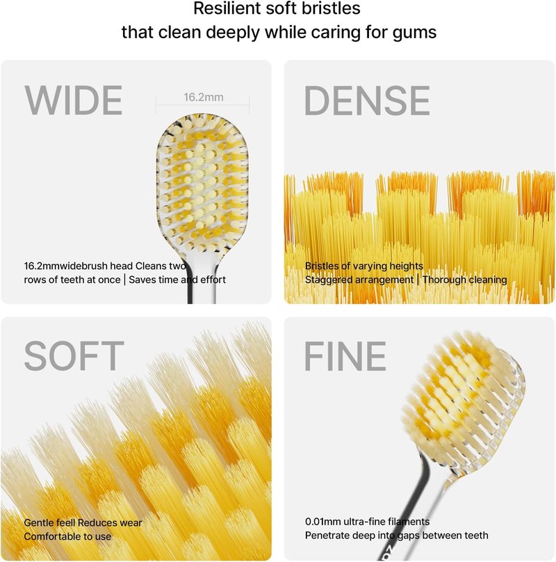 ZDEER Ultra Soft Bristle Toothbrush for Sensitive Gums - Aluminum Alloy Handle with 11 Replaceable Heads