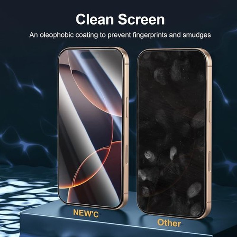NEW'C iPhone 17 & 16 Pro Screen Protector - 3 Pack Tempered Glass, Easy Installation Tool Included | Ultra Resistant & Case Friendly
