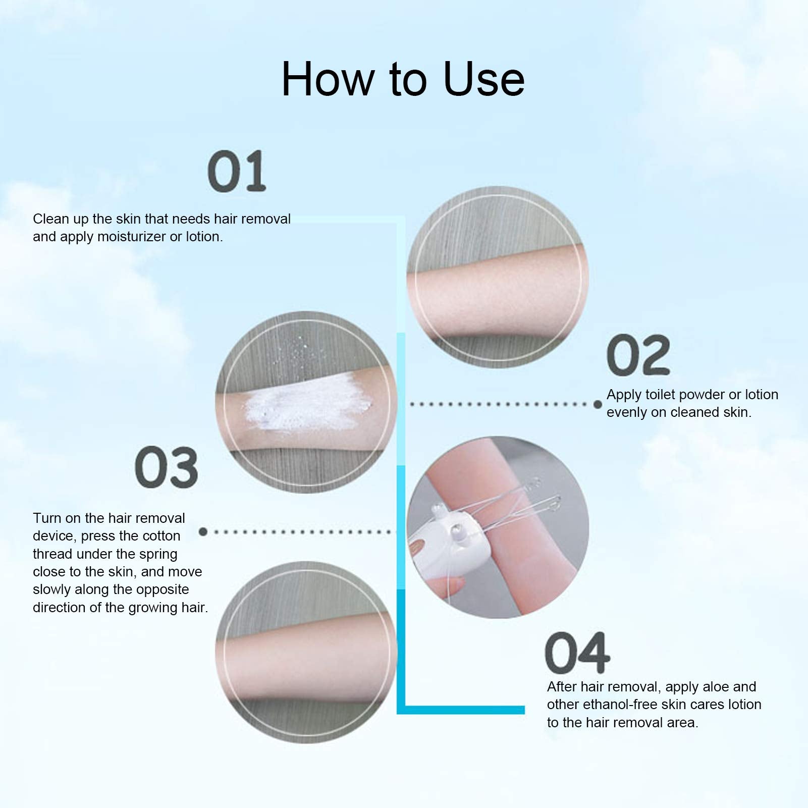 Sunicon Facial Threading Hair Removal, USB Rechargeable Electric Women Cordless Facial Threading Epilator Ladies Beauty Epilator Trimmer Cotton Threading Tool for Body Facial Pull(Gold)
