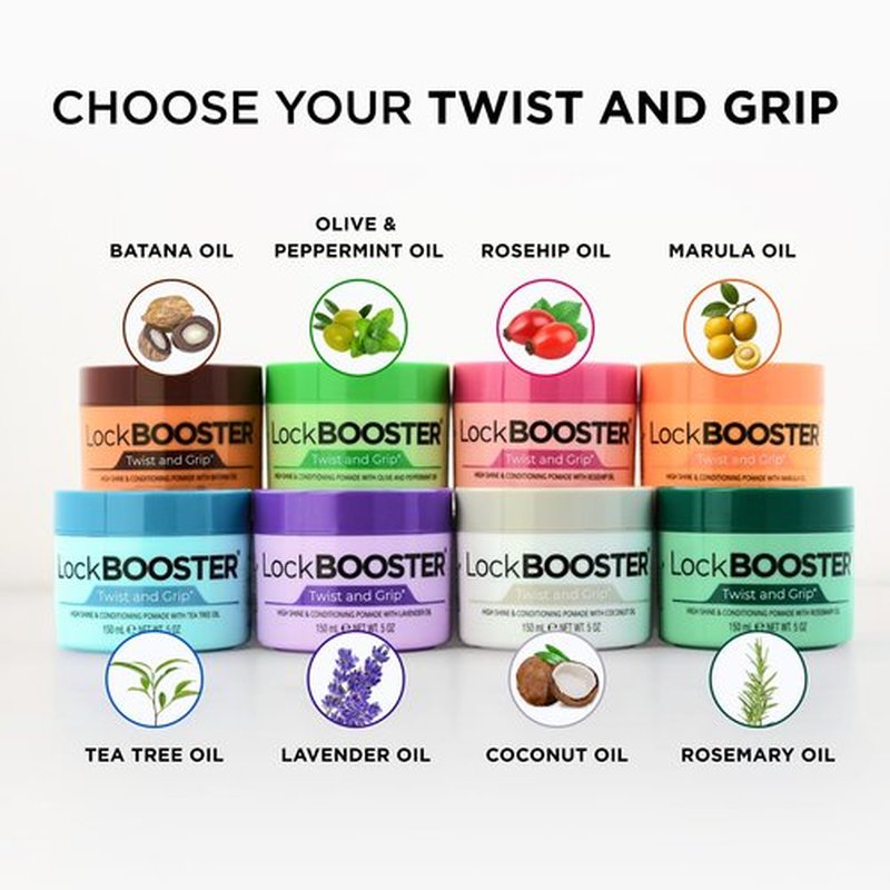 Style Factor Lock BOOSTER Twist & Grip Braid Gel (5 Oz.) with Rosehip Oil — Strong Hold, Flake-Free, Frizz-Free Hair Braiding Gel for Defined & Long-Lasting Twists, Locs & Braids