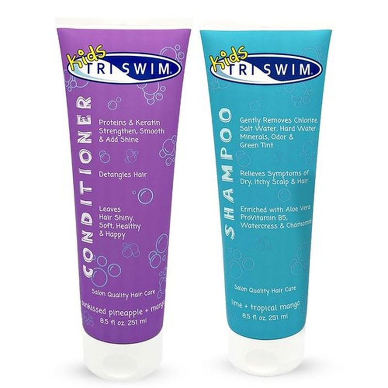 TRISWIM Kids Shampoo & Conditioner Set – 8.5oz Each | Removes Chlorine, Salt Water, Hard Water | Hydrates, Detangles, Restores | Helps Build Strong and Healthy Hair | For Everyday Use