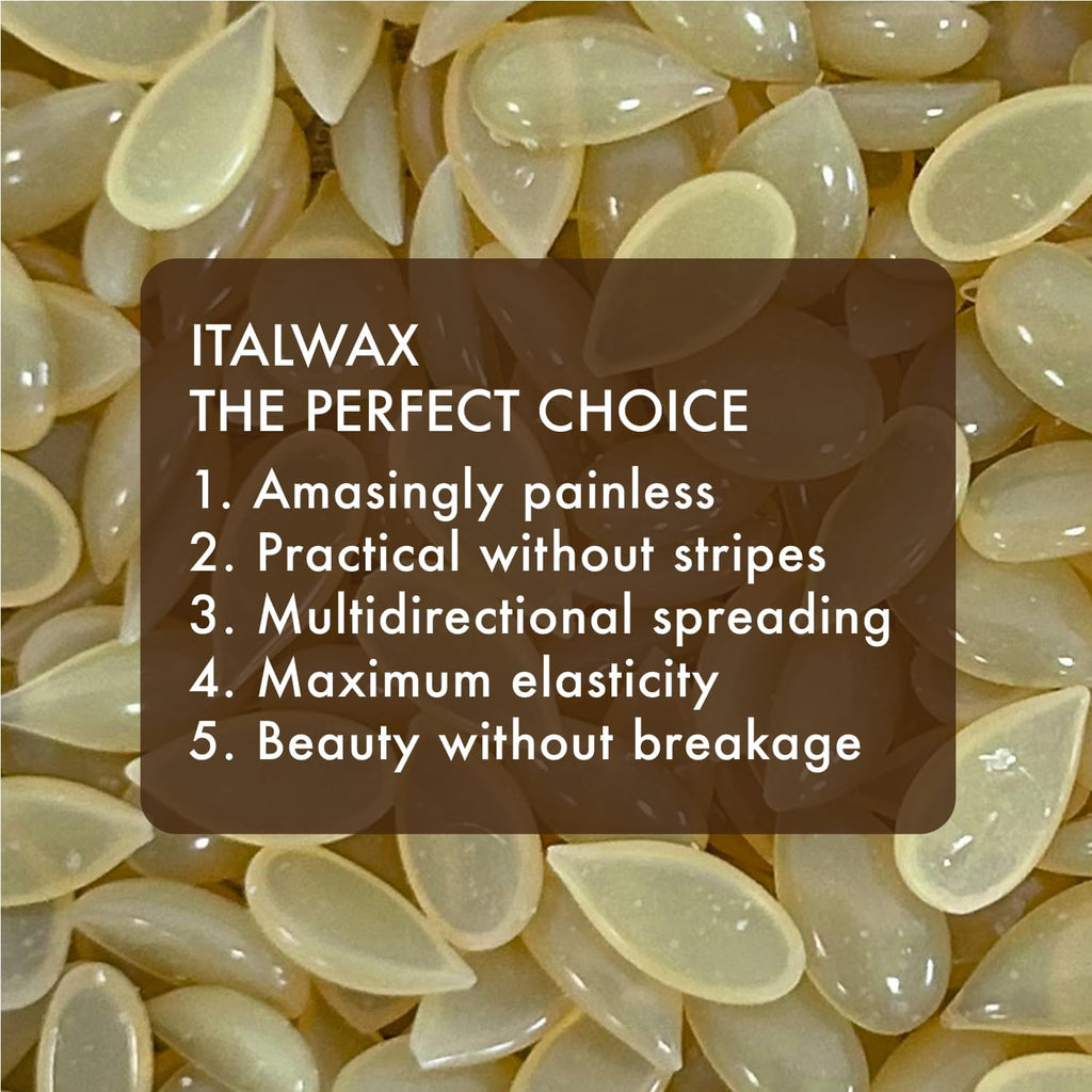 Italwax Classic Line Natural Hard Wax Beads 1.1 lb (500 g) – Transparent Medium Setting Stripless Wax for Normal Skin & Large Areas – Made in Italy