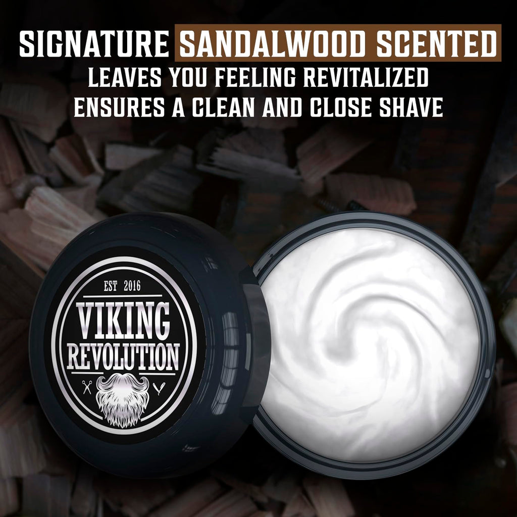 Viking Revolution Luxury Shaving Cream for Men- Sandalwood Scent - Soft, Smooth & Silky Shaving Soap - Rich Lather for the Smoothest Shave - 5.3oz (Pack of 2)