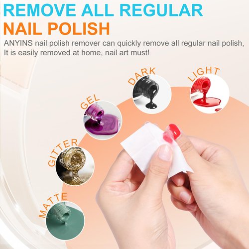 ANYINS Nail PolishRemover Wipes, Fast Remove 200Pcs Nail Polish Remover Pads with Nutrition Oil Individually Wrapped Professional Nail Salon and Home Use