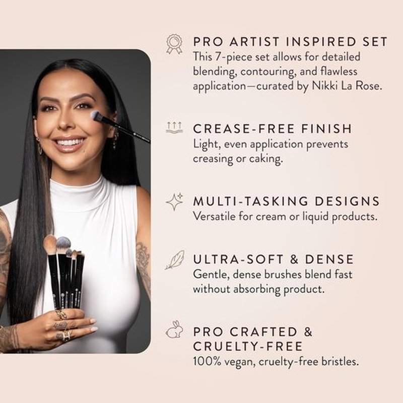 BK Beauty - Pro Artist Makeup Brush Set | 7-Piece Collection for Flawless Application