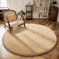 Ophanie Round Rug - 4Ft Beige Fluffy Circle Area Rug for Bedroom & Nursery Decor