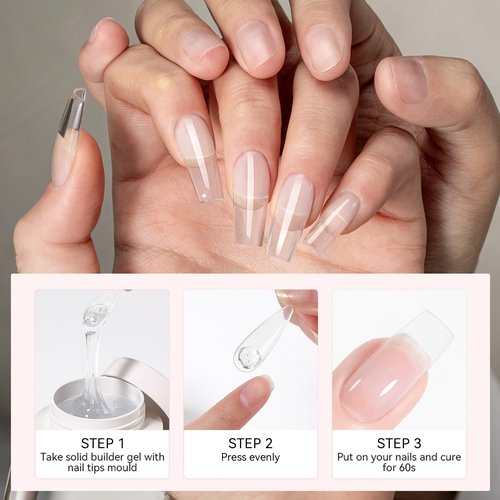 BORN PRETTY Solid Hard Builder Gel for Nails, 60g Large Capacity Professional 3D Sculpting & Extension Gel with Sequins & Chrome Powder, Non-Sticky Soak Off Formula for Home and Salon Nail Art