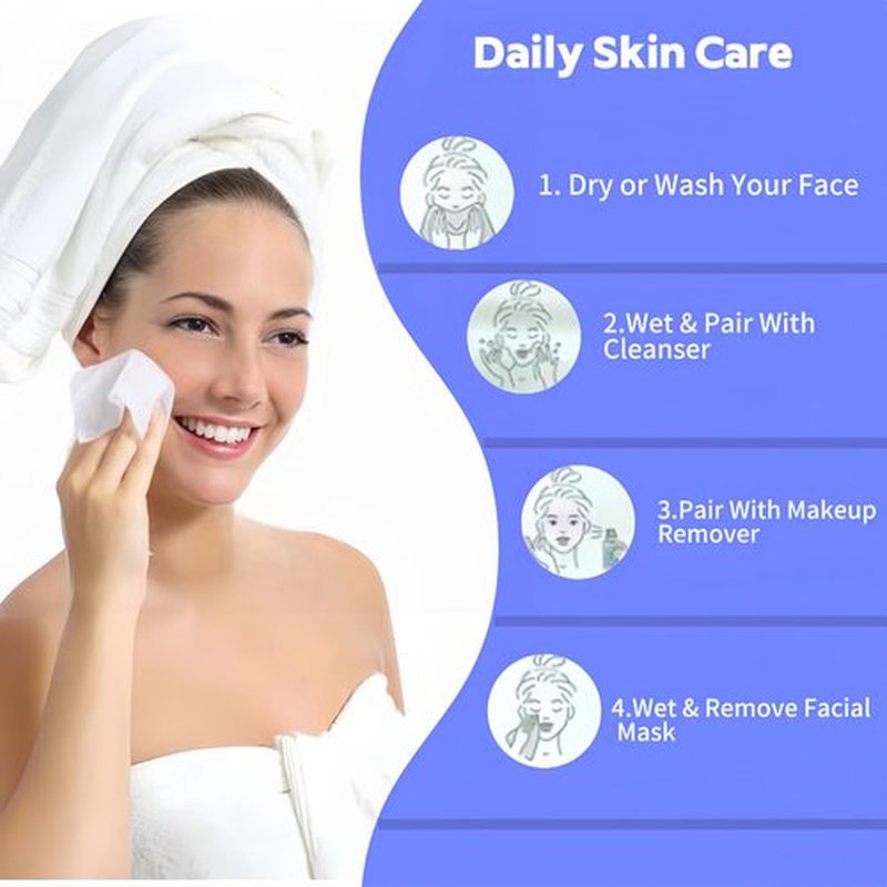 Disposable Face Towel 300 Count, Soft Cotton Clean Skin Face Towels, Dry Wipes Cotton Facial Towels Wash Cloths Tissue Thickened, Face Towelettes Disposable for Makeup Remover, Cleansing and Skincare
