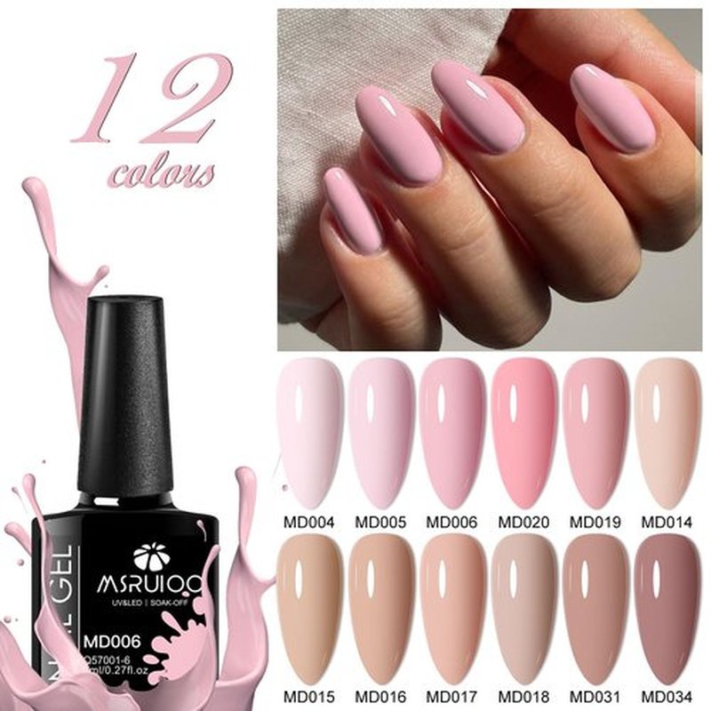 MSRUIOO Gel Nail Polish Kit Spring Nude Gel Polish Set 12 Colors Pink Skin Tones Collection Neutral Brown Soak Off Uv Led Lamp Gel Nail Kit DIY Nail Art Salon Home Gift 8ml