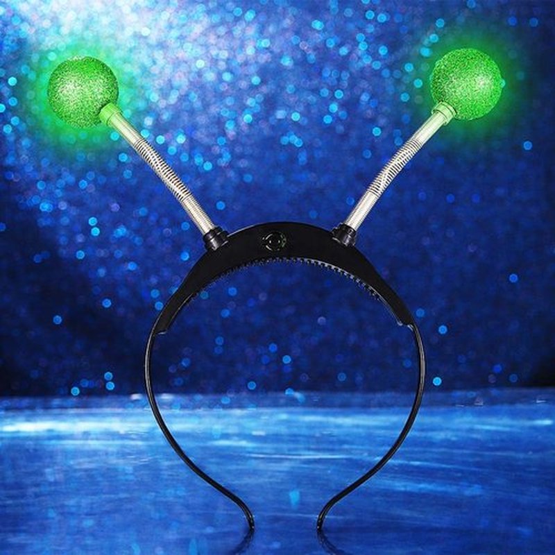 Sixexey Light Up Alien Headband LED Martian Hair Band Antenna Hair Accessories for Women (Green, One Size)