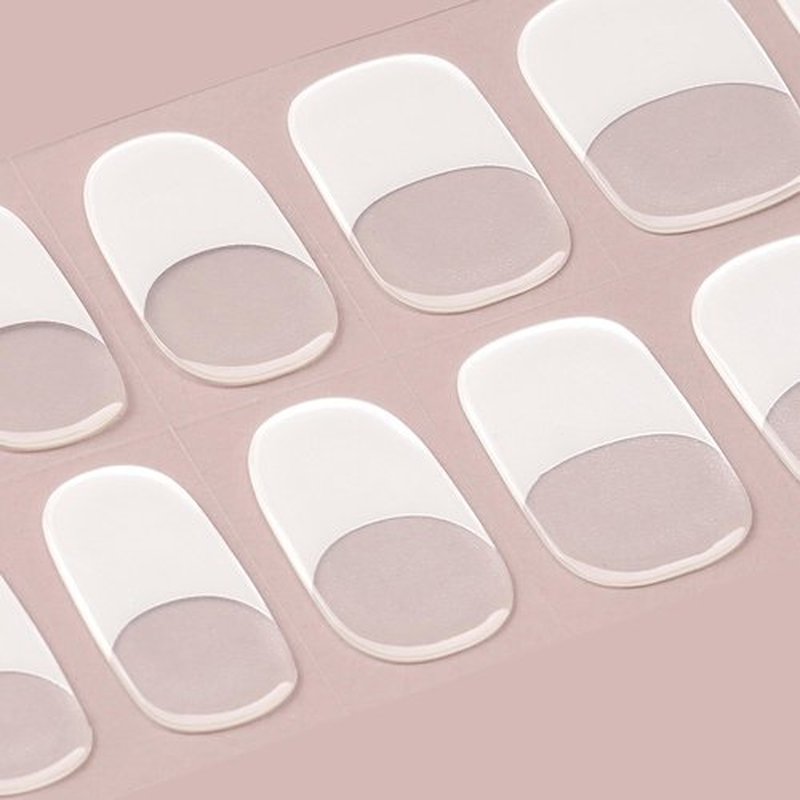 DANNI & TONI Semi Cured Gel Nail Strips Classic French (Lily Grace) Shiny French Tip Gel Nail Wraps UV Led Nails 28 Stickers