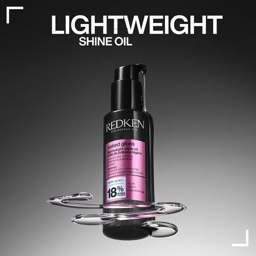 Redken Naked Gloss Shine Hair Oil - Lightweight Frizz Control & Color Vibrancy Enhancer | Omega-9 Infused