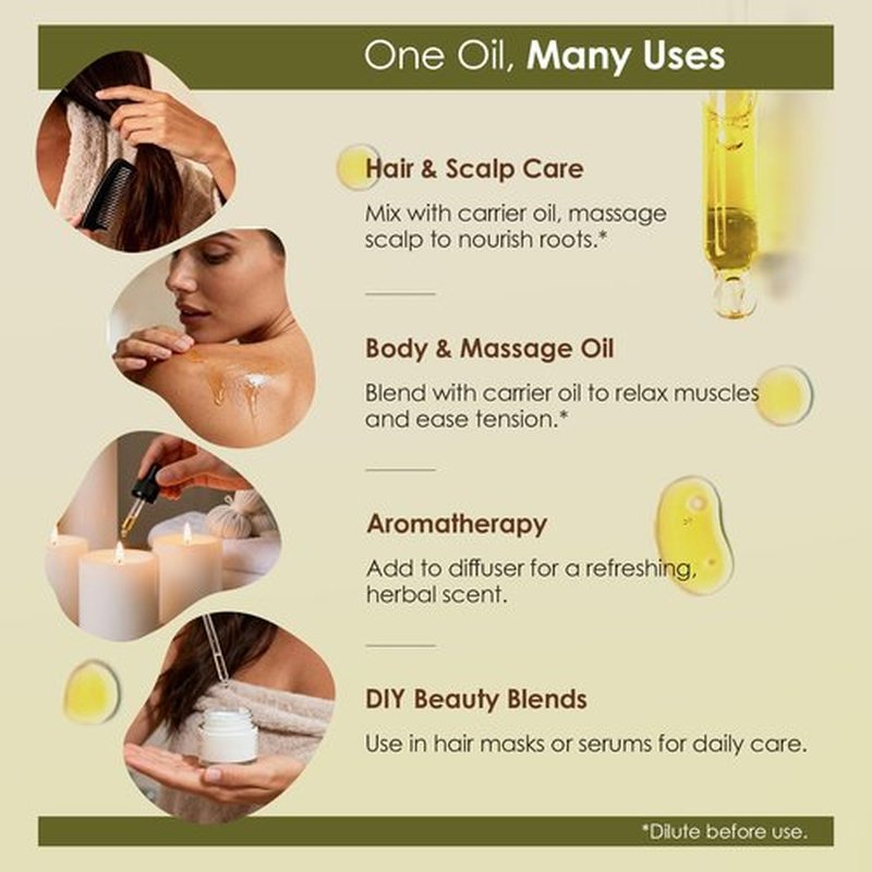 Gzarcwv Rosemary Essential Oil 60ml | Scalp Care & Hair Nourishing Oil | Plant-Based Formula for Stronger-Looking, Smoother Hair | Daily Scalp Massage & Hair Care
