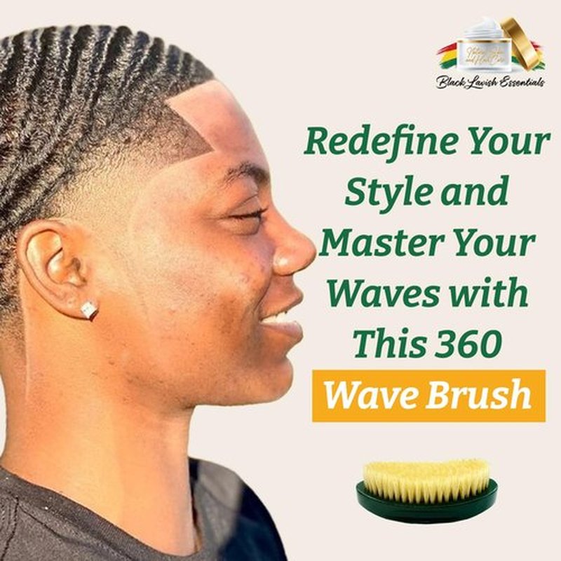 360 Wave Brush, Build Deeper Waves, Soft & Hard Boar Bristle Curved Brush, Black Lavish Essentials Signature (Soft, Emerald Green)