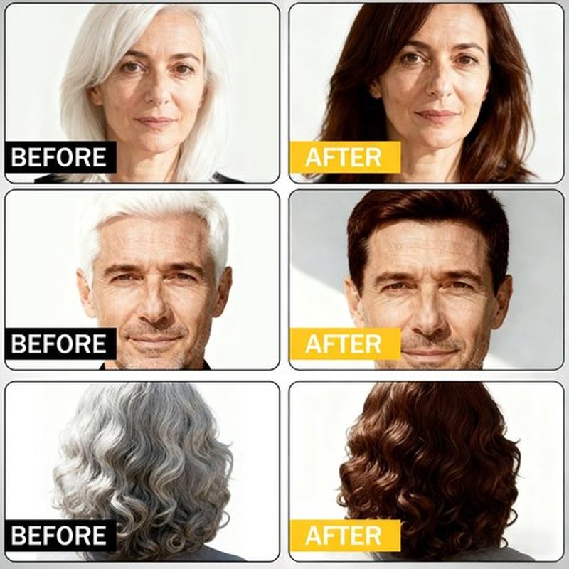 Dark Brown Hair Dye Shampoo 3 in 1 for Gray Hair, Herbal Ingredients Natural Color Shampoo Hair Dye for Women Men