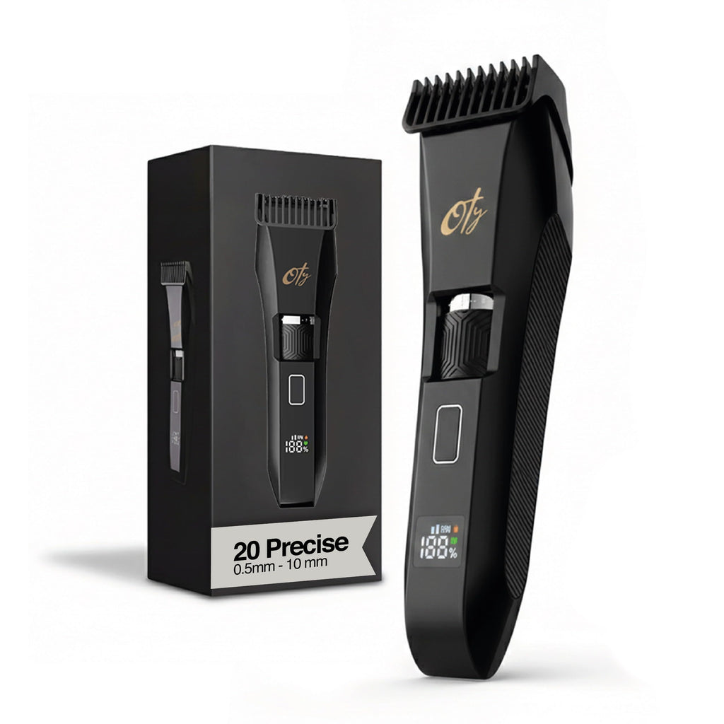 Oty Beard Trimmer for Men Adjustable - Waterproof Cordless Hair Clippers with 20-Length Dial, Stainless Steel Blades, LED Display & Travel Lock - Rechargeable Grooming Kit – Ideal Gift for Men