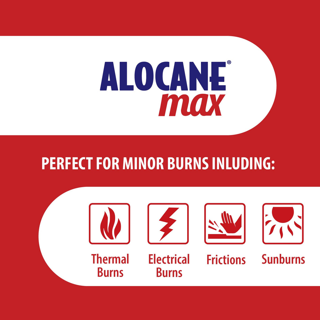 ALOCANE Max Maximum Strength Emergency Burn Gel With Lidocaine and Antiseptic, 4% Lidocaine, Fast Pain and Itch Relief, Sunburn Relief, Cuts, Scrapes, First Aid Burn Care, 4.0 Fluid Ounce